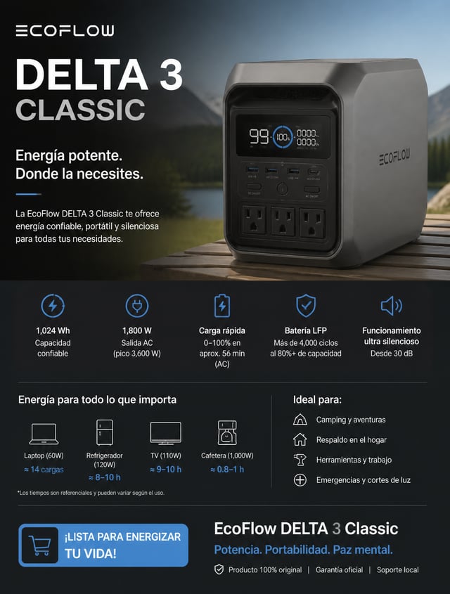 Nesesito generar un anuncio para vender una EcoFlow  Delta 3 Clasic