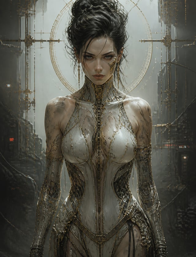 modern by Luis Royo painting, high res, full color painting,soft cinematic light, exposure blend, hd