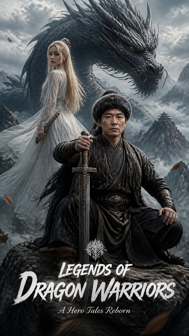 A cinematic promotional poster for a Chinese wuxia poster. The composition features a powerful full-