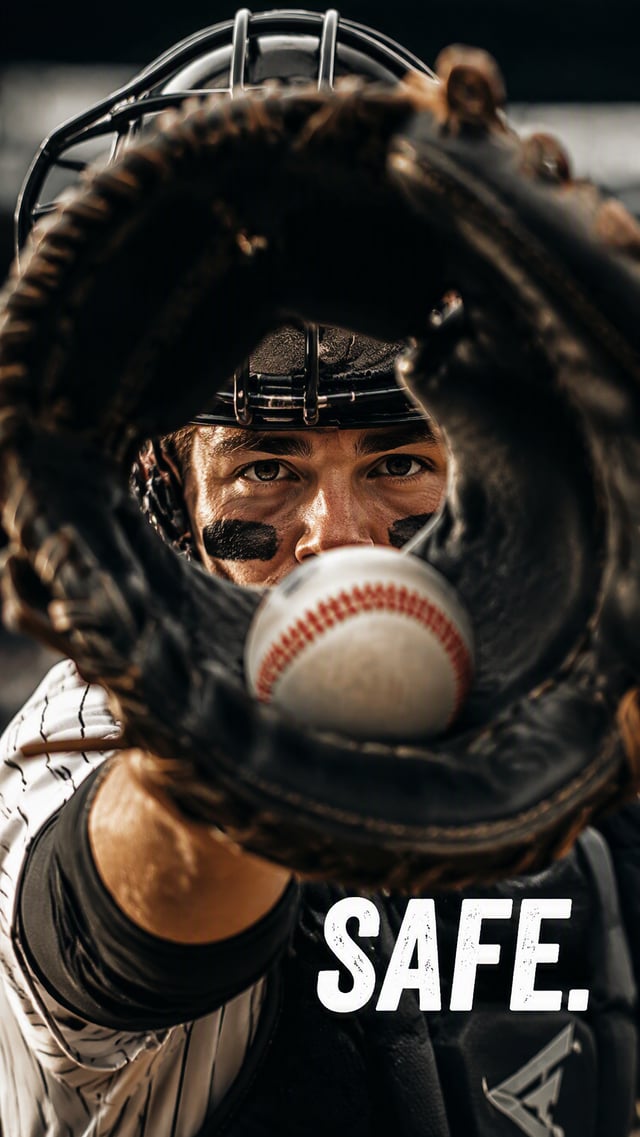 Create a premium 9:16 sports editorial.Main Subject:Young male baseball catcher.Creative Direction:T