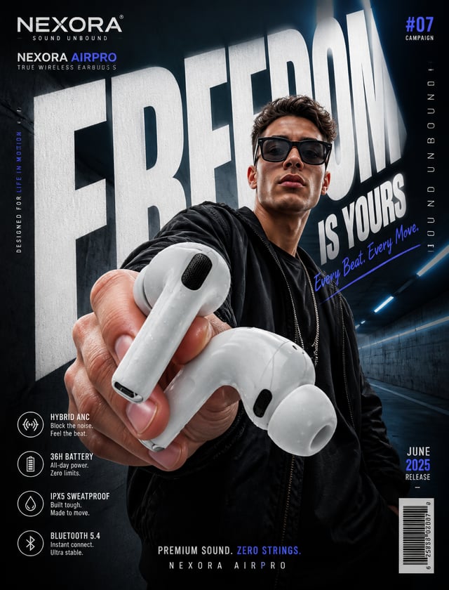 Create a vertical 3:4 commercial campaign poster for a fictional [Product Category] brand.