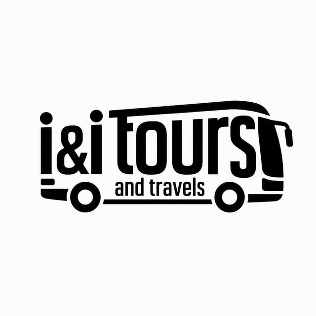 A minimalist logo design where the word "i&i tours and travels" is transformed into a physical objec