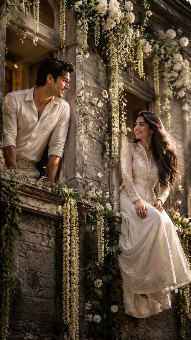 Ultra-realistic IMAX-level Netflix-style cinematic romantic portrait of a young couple sharing a hea