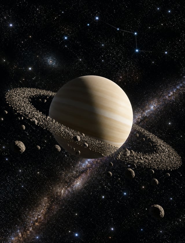 A hyper-realistic depiction of the majestic saturn in outer space. The planet's rings are clearly vi