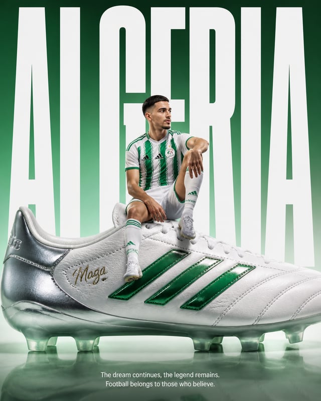 Create an ultra-premium Algeria commercial poster in exact luxury campaign style, 4:5 vertical ratio