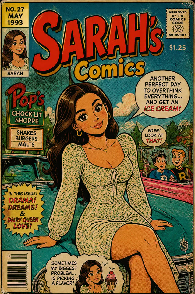 Vintage Archie-style 1990s comic book cover featuring a stylized cartoon version of the person from 