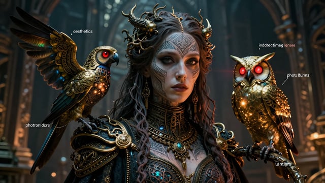 {  "high_level_description": "A highly detailed biopunk headshot of a priestess of Cthulhu rendered 