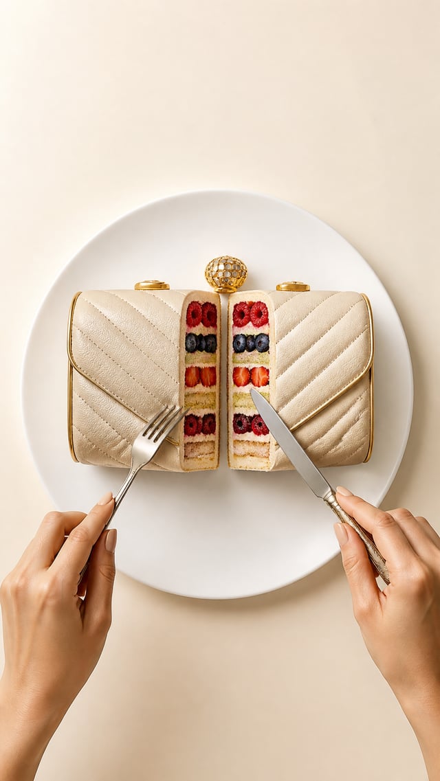 Minimalist top-down food photography (top view, flat lay). A clean, light cream-colored background w