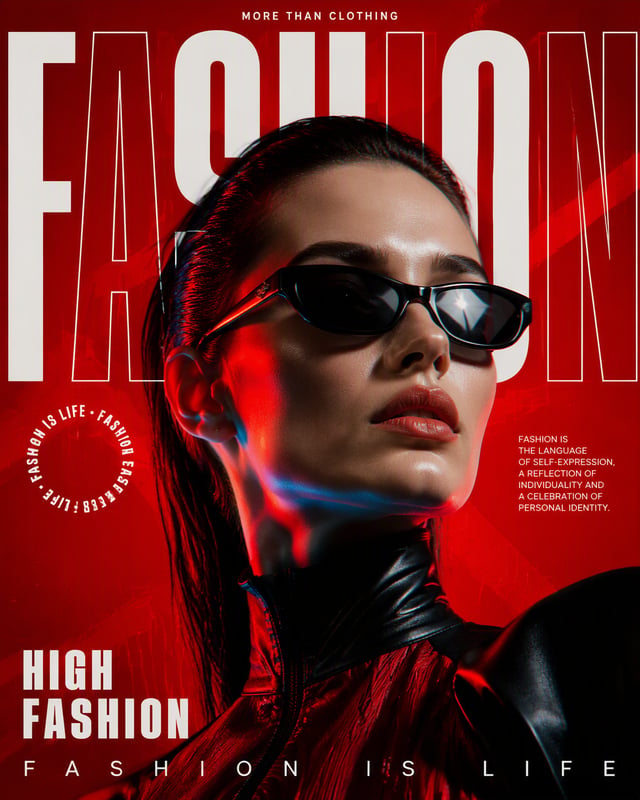 Ultra-photorealistic contemporary fashion editorial poster, experimental graphic design, vertical 4: