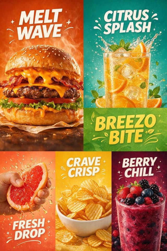 Create an ultra-premium 2x3 six-panel summer fast-food campaign poster for a self-created western fa