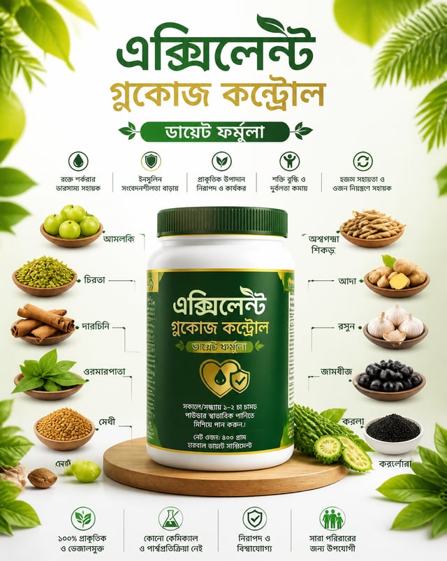 এক্সিলেন্ট গ্লুকোজ কন্ট্রোল (ডায়েট ফর্মুলা)—একটি প্রিমিয়াম হারবাল ডায়েট সাপ্লিমেন্টের আকর্ষণীয় বিজ্ঞ