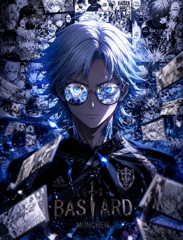 Ultra detailed anime manga character poster of [Kaiser], dramatic front-facing upper body close-up, 