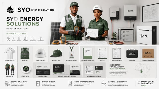 SYO ENERGY SOLUTIONS — PREMIUM BRAND VI / WORKWEAR & SERVICE MATERIALS PRESENTATION BOARDCreate a pr