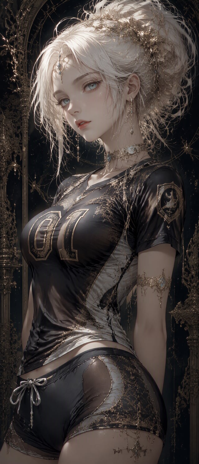 A captivating and hyperrealist anime-style portrait of a young woman with a porcelain smooth complex