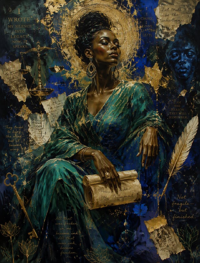 A visually striking composition portraying the testament of a spectacular woman, rendered in painter