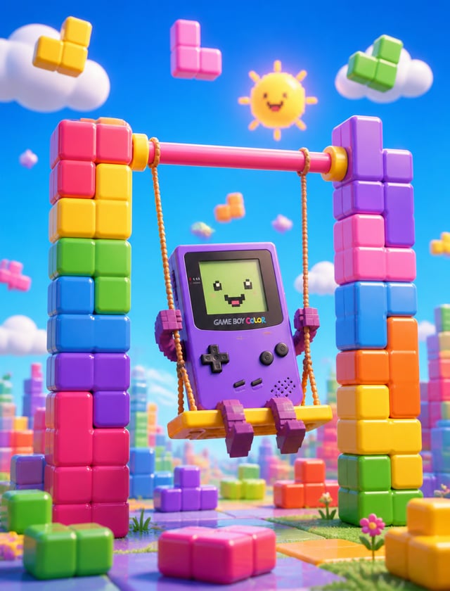 candy tone tetris world, happy gameboy color shaped automaton, pixel emoticon screen, pixel limbs. r