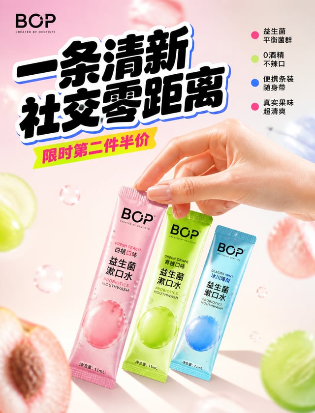 BOP 波普专研「一条清新 社交零距离」【格式】高端快消品社交媒体广告，4:5 竖版，Instagram 主视觉，商业产品广告，4A 级美术指导，Behance 首页品质，8K UHD，超写实，摄影 