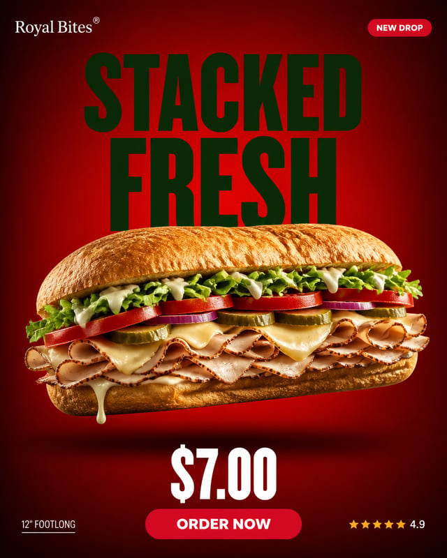 FORMAT4:5 VERTICAL PREMIUM SOCIAL MEDIA MARKETING POSTERCLIENTROYAL BITES CAMPAIGN TITLESTACKED FRES