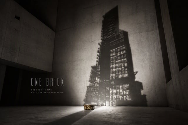 Create an ultra-realistic conceptual architectural photograph inside a vast empty brutalist room. A 