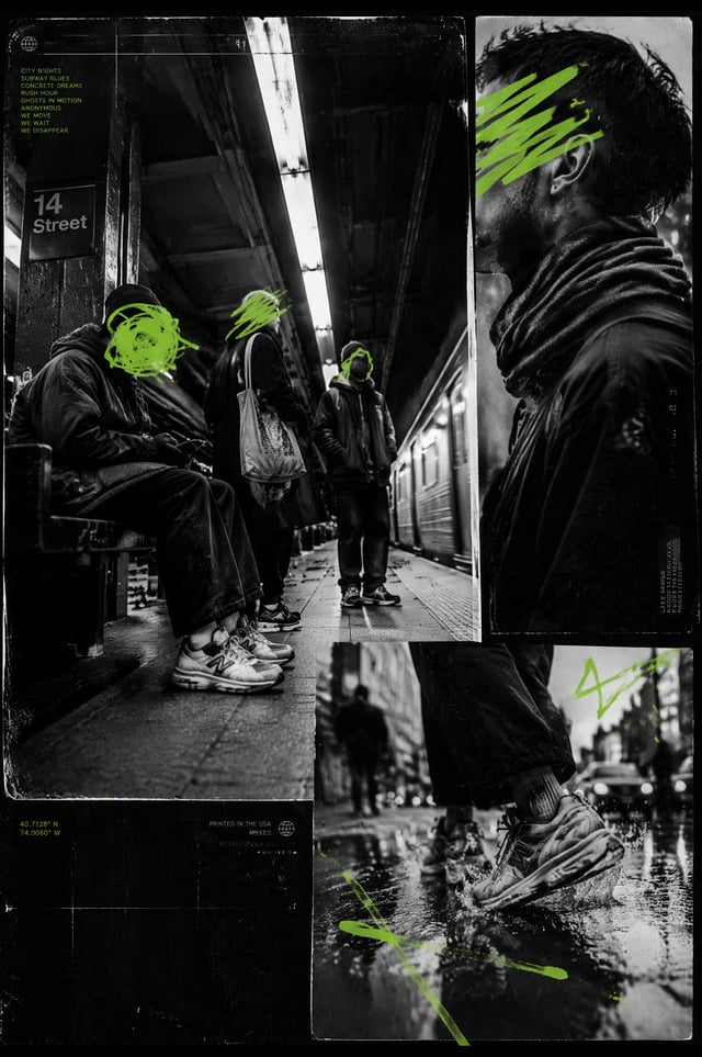 Fragmented editorial collage composed of three images with different crops, arranged like an undergr