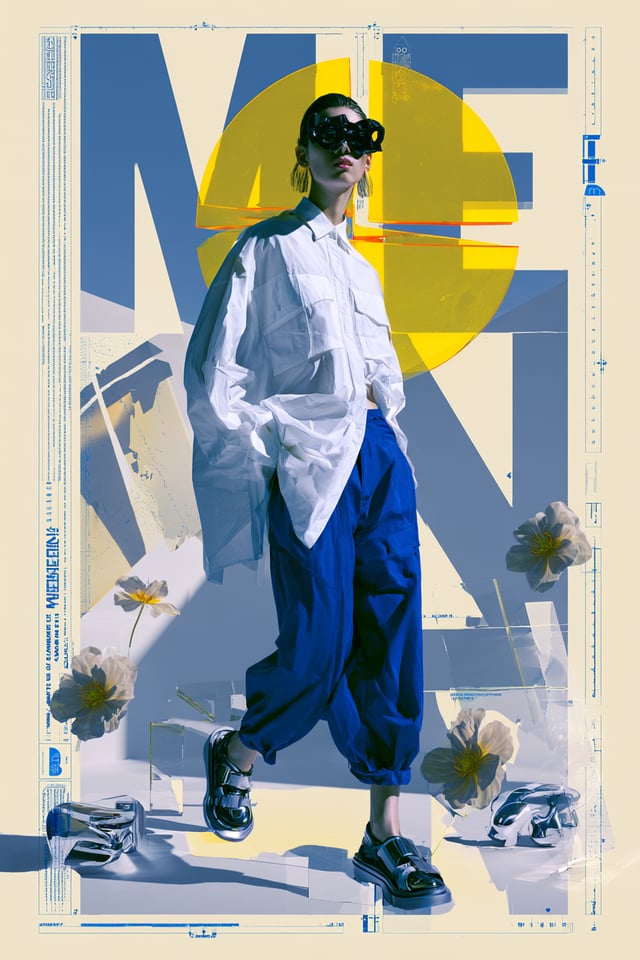 Create a highly experimental contemporary fashion poster for a fictional summer lifestyle brand call