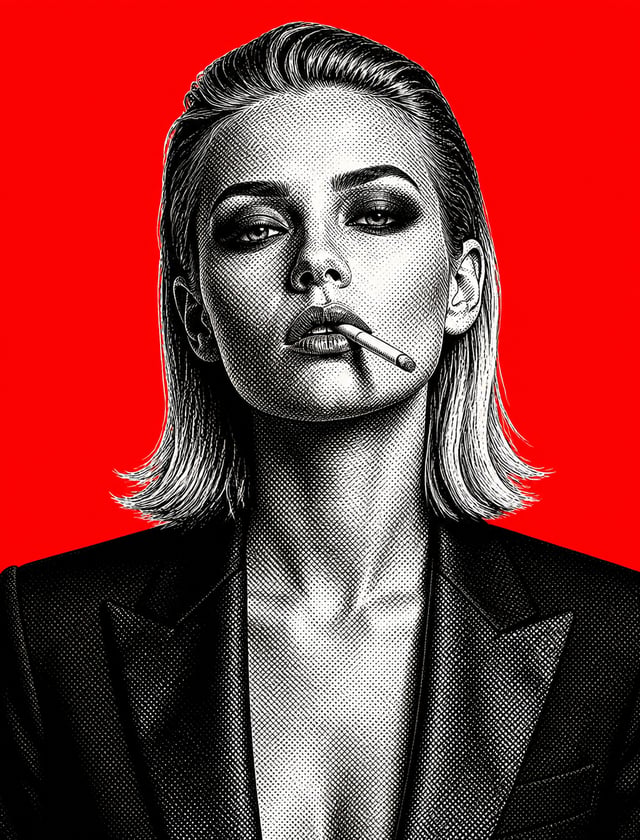 Un portrait cadré de la tête jusqu’au milieu du corps d’une superbe jeune femme, vue de face et rega