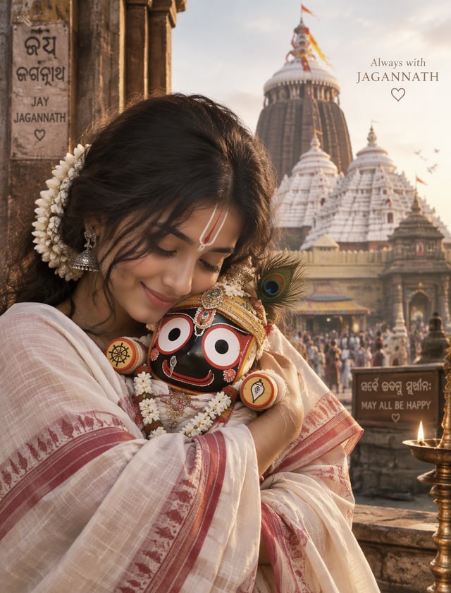Like you know odisha Jagannath temple So want like some devotional photo edit Holding cutie little J