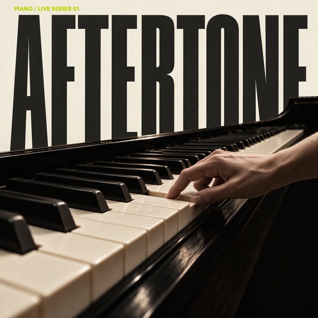Create the complete finished 4:5 concert poster for the fictional contemporary piano series AFTERTON