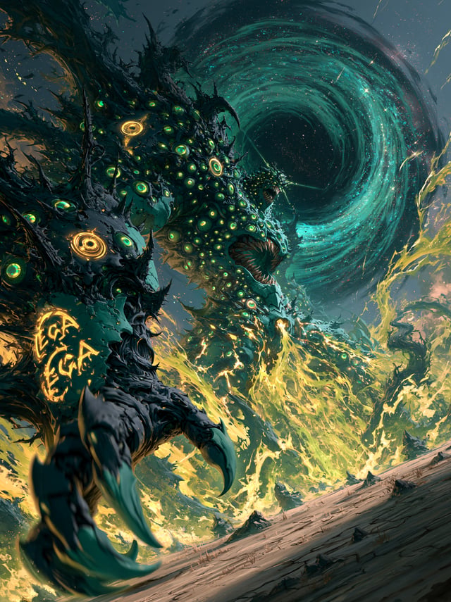 An epic, highly detailed anime-battle manga style digital illustration of the fully transformed Rago