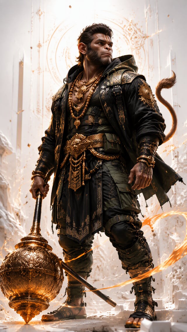 A premium collector-edition character poster of Lord Hanuman from Indian mythology, portrayed as the