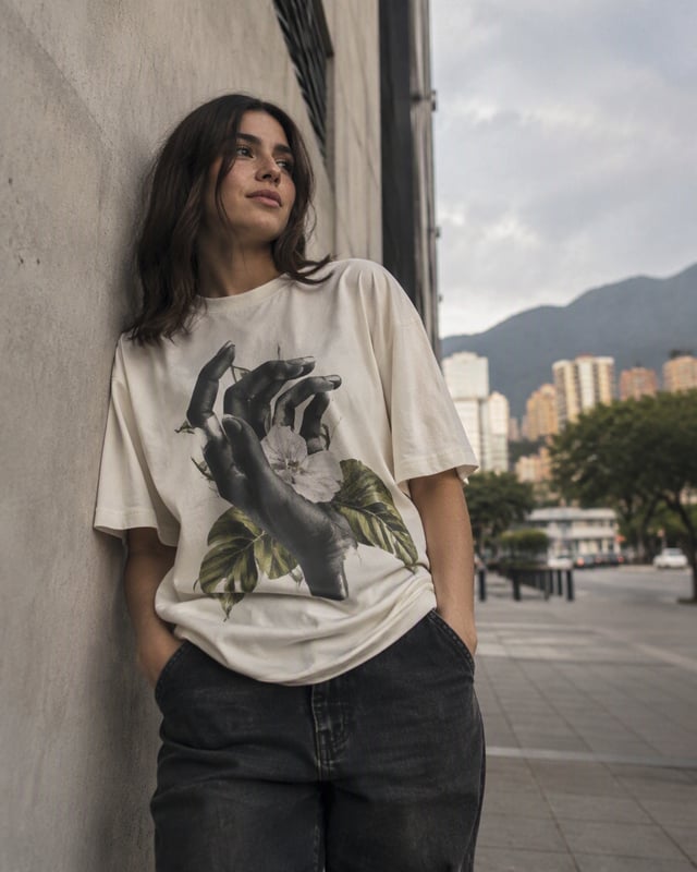 Crear una fotografía publicitaria de moda de alta gama para una marca colombiana de ropa personaliza