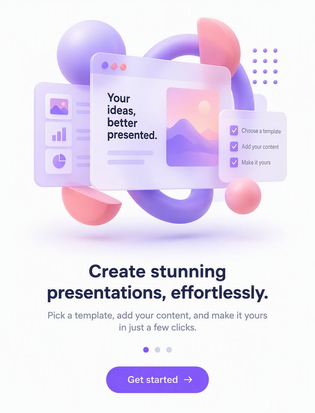 A polished 3D SaaS onboarding illustration floats centered on a clean white canvas, composed of over