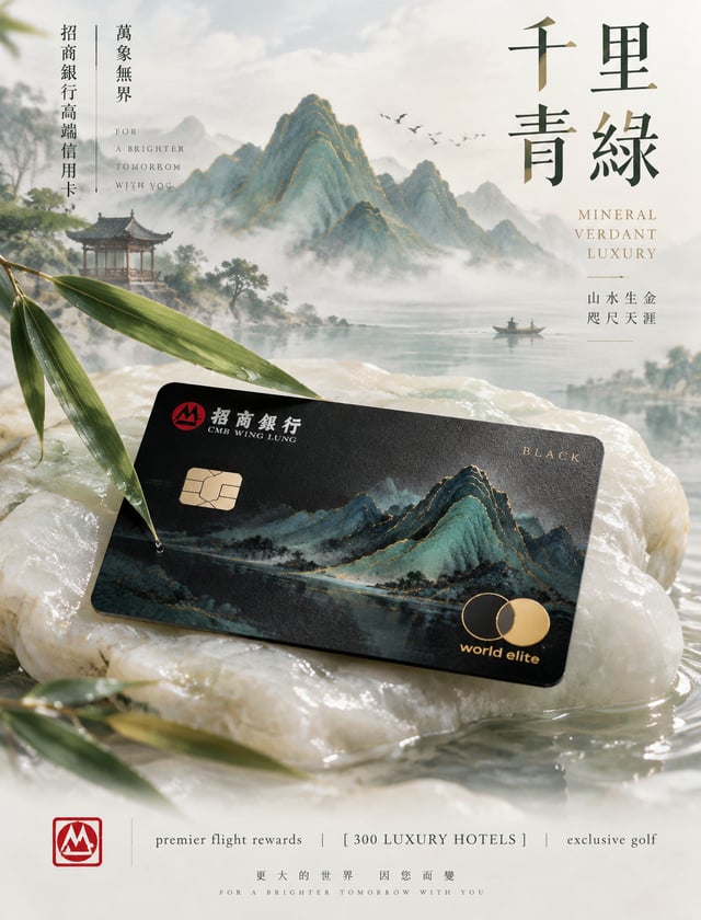 东方风雅水墨青绿 — 招商银行·经典双立人/青绿千里山水黑金卡 # ------------------------------------------------------------------