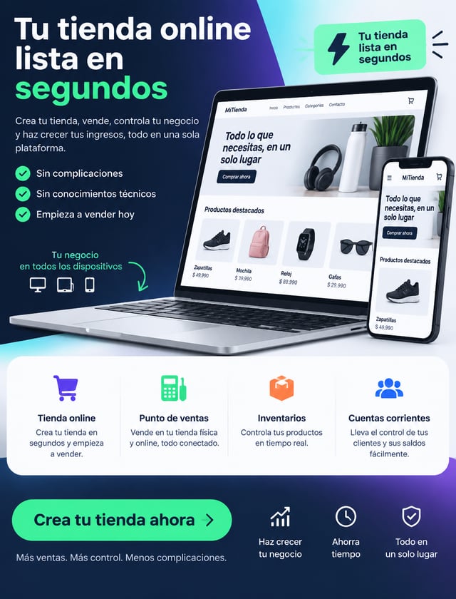 Dar a conocer mi aplicación web que v permite crear una tienda literalmente en segundos, integrada c