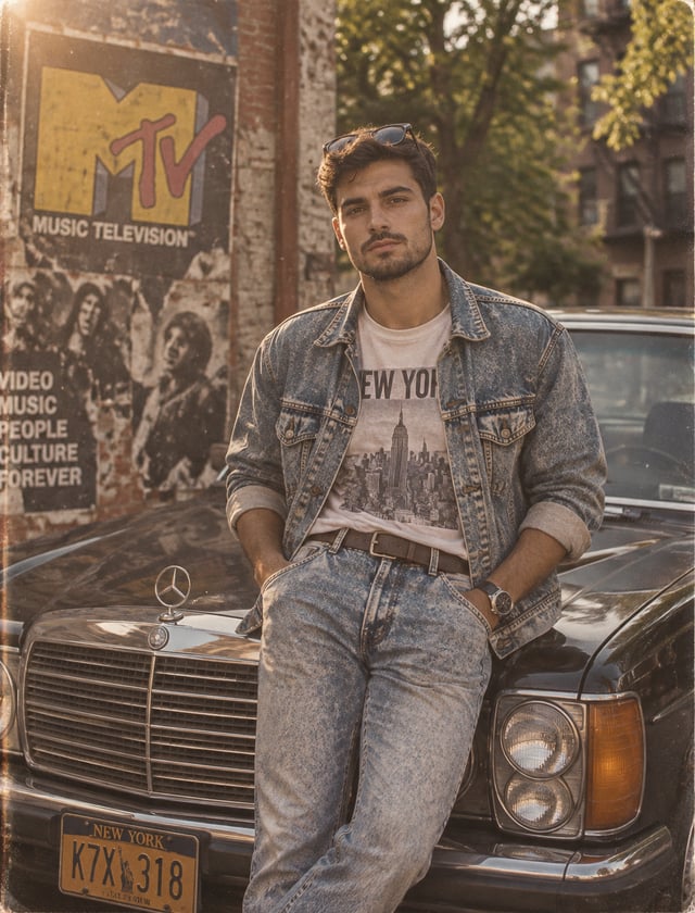 A young man with short dark hair, trimmed beard, and sunglasses resting on his head leans casually a