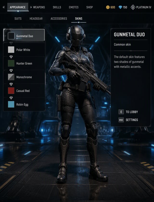A highly detailed, realistic photograph of a futuristic video game character customization UI screen