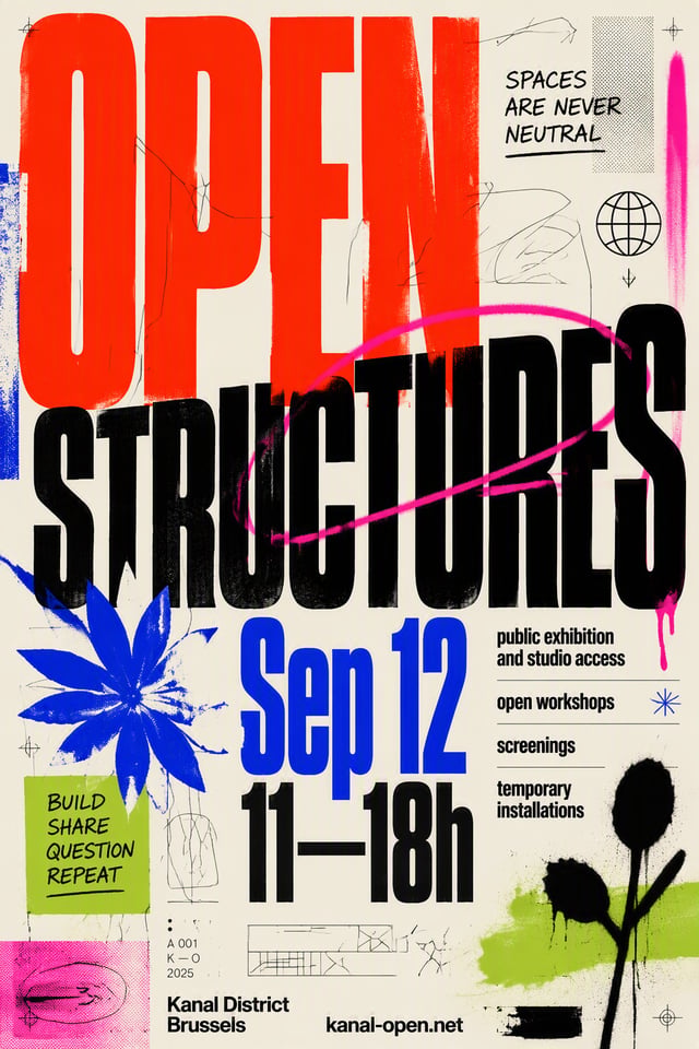 Experimental neo-brutalist poster design, oversized condensed typography, ultra-bold sans serif font