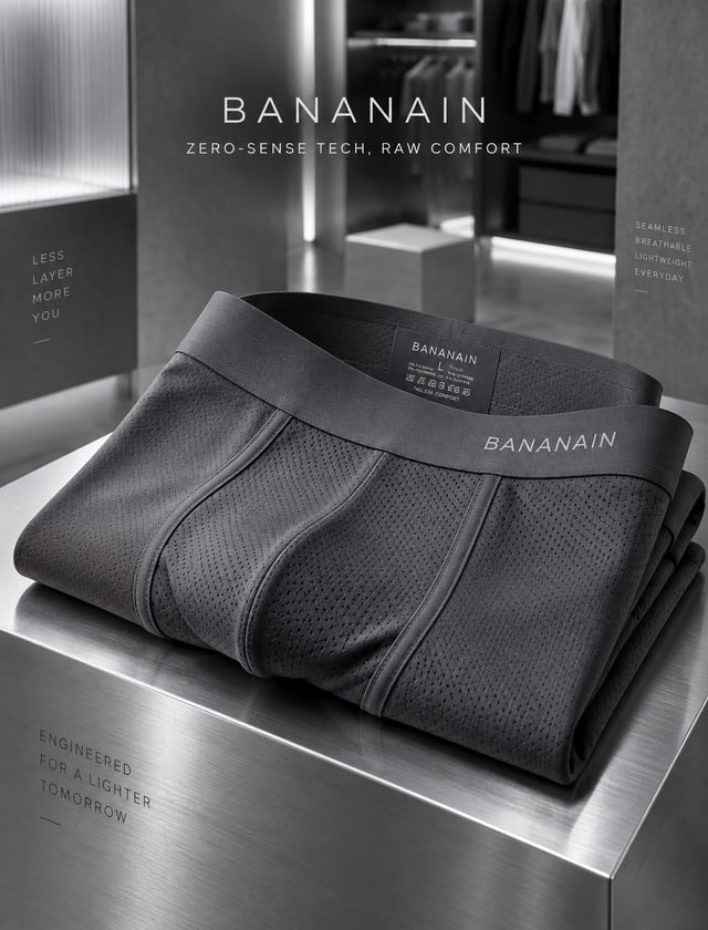 /imagine prompt: A high-end 4:5 fashion advertising poster for Bananain.[Subject]: A neatly folded p