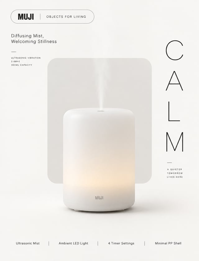 无印良品超声波香薰机 (MUJI AROMA DIFFUSER) — “INVISIBLE CALM” # ----------------------------------------------
