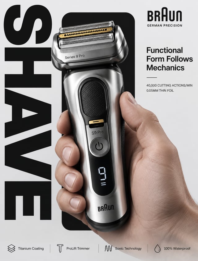 博朗极简刮胡刀 (BRAUN SERIES 9 PRO) — “PURE UTILITY” # ----------------------------------------------------