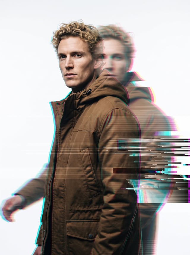 A double exposure, long exposure editorial photograph of a man Use image for face reference in a bro