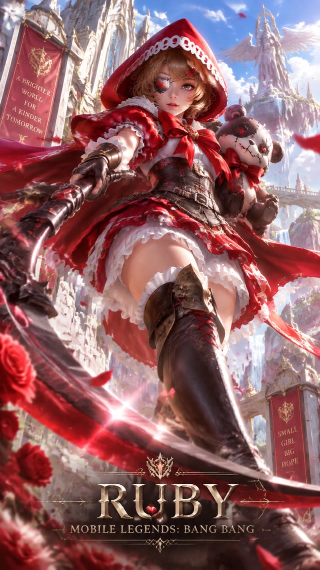 ULTRA-CINEMATIC AAA MOBILE LEGENDS HERO POSTER — BRIGHT VIBRANT PHOTOREALISTIC VERSIONCreate a cinem