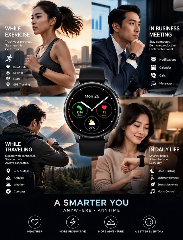 smart watch is useful for different place like while excercise, in business meeting,
