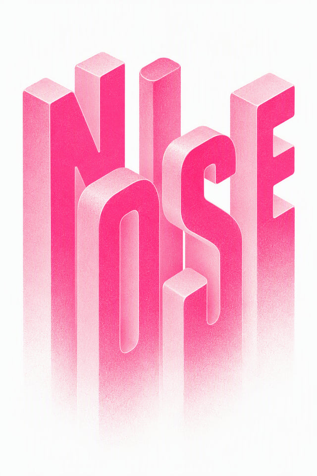Minimal isometric typographic poster on a pure white background, featuring the exact uppercase word 