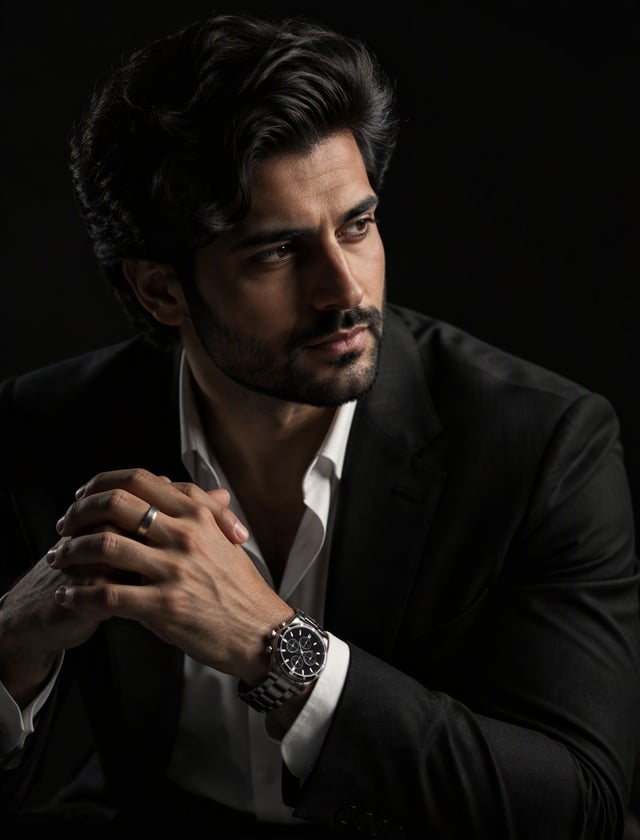 Create a hyper-realistic 8K cinematic portrait of the [Uploaded Person] in a dramatic chiaroscuro st