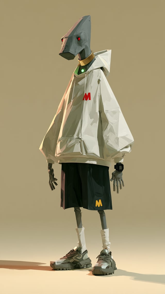 Stylized 3D painterly animation aesthetic, hand-painted 3D character rendering, angular faceted form