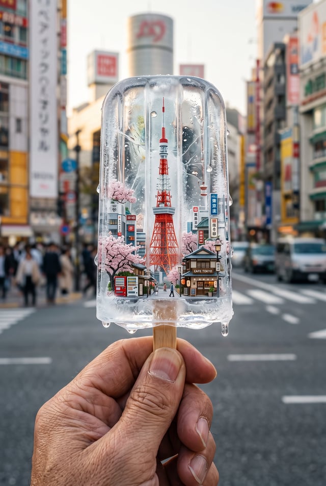 Create a hyper‑realistic vertical conceptual photo of TOKYO in a 4:5 format, in which the entire ess
