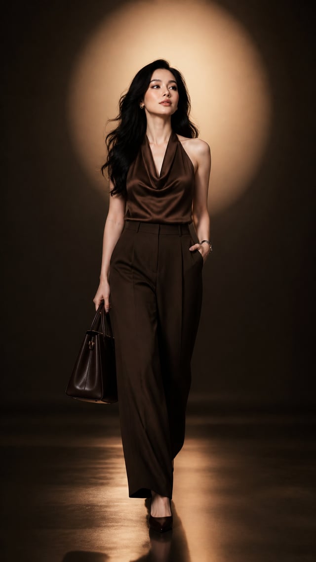 Ultra-photorealistic luxury fashion editorial, premium studio campaign, a beautiful young Korean wom