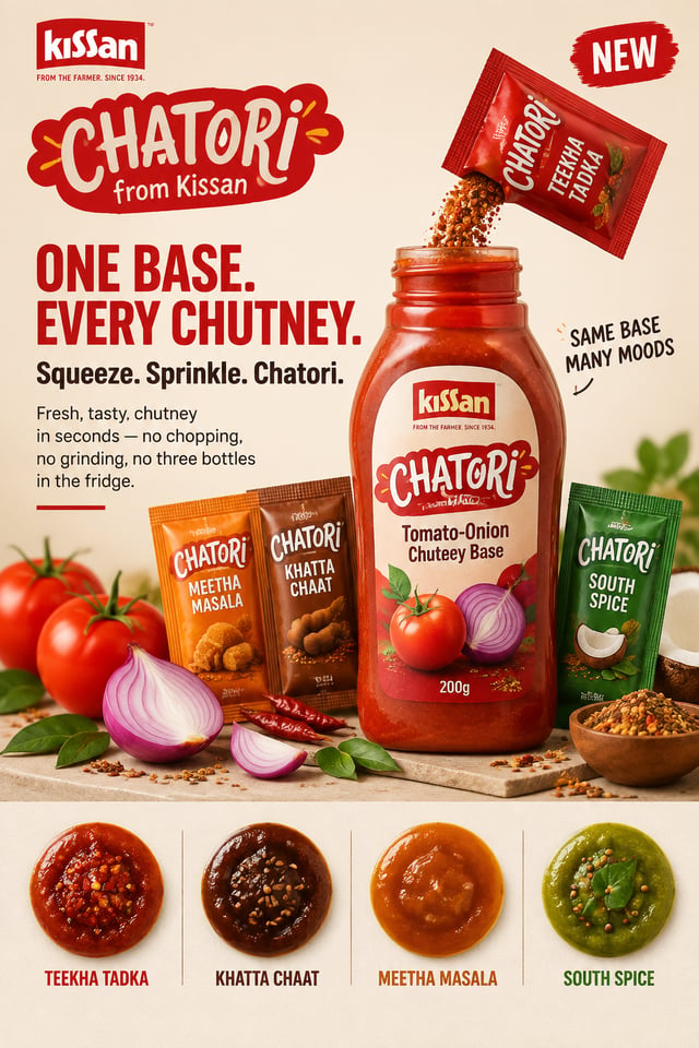 Create an ultra-premium FMCG concept card for a consumer pitch — a single 6:9 slide for aself-invent