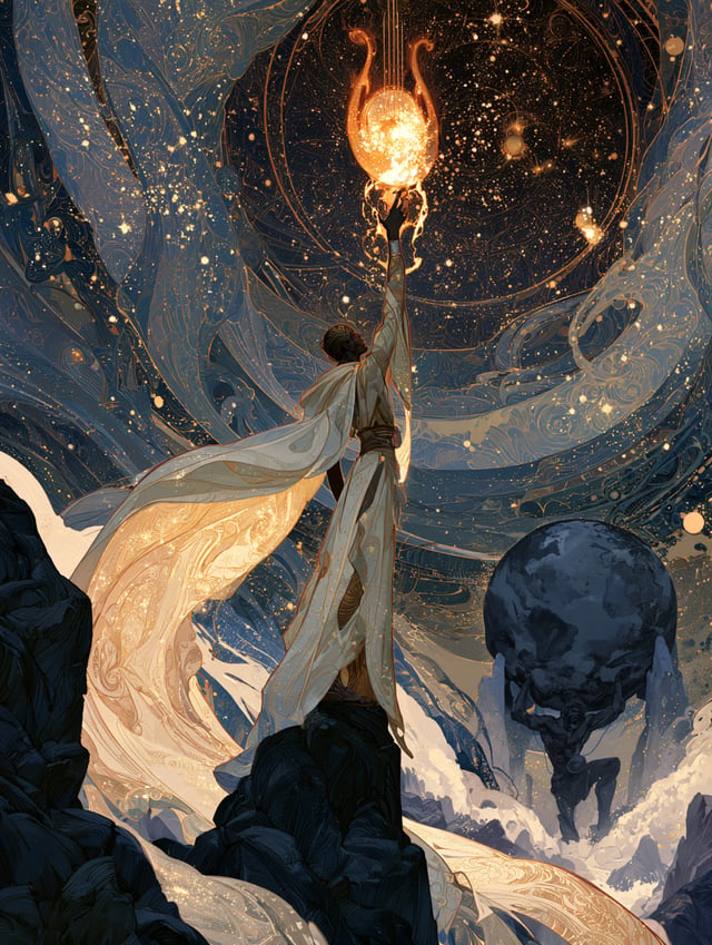 The Song of Oeagrus’ Gift:I. The Mountain’s BreathBeneath the heavens’ wheeling gaze,Where Titans ca